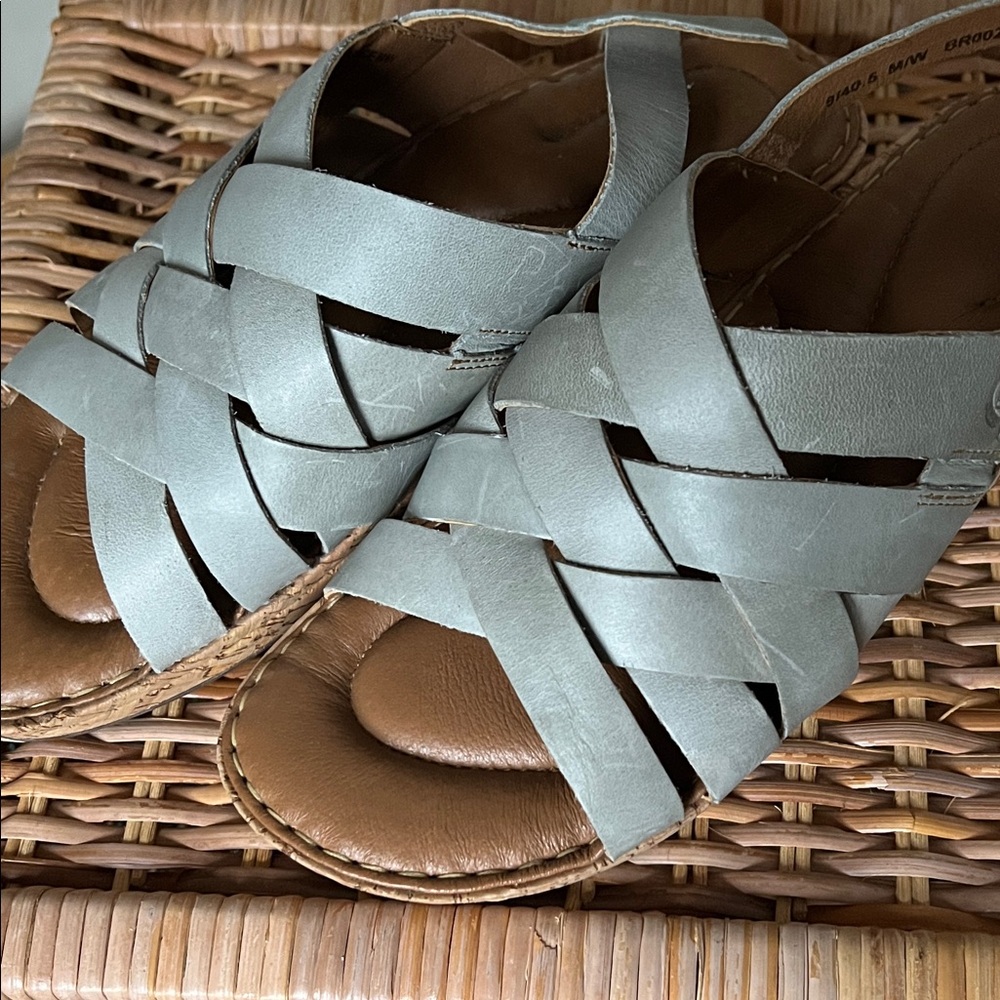 Born dusty light blue Leather Sandals with Cork Sole